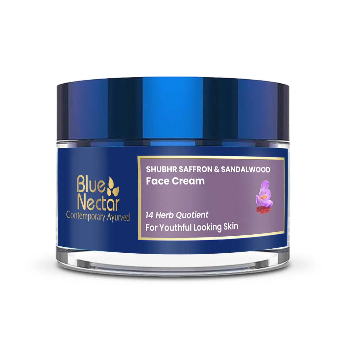 Blue Nectar face cream jar closeup showing rich texture for daily hydration