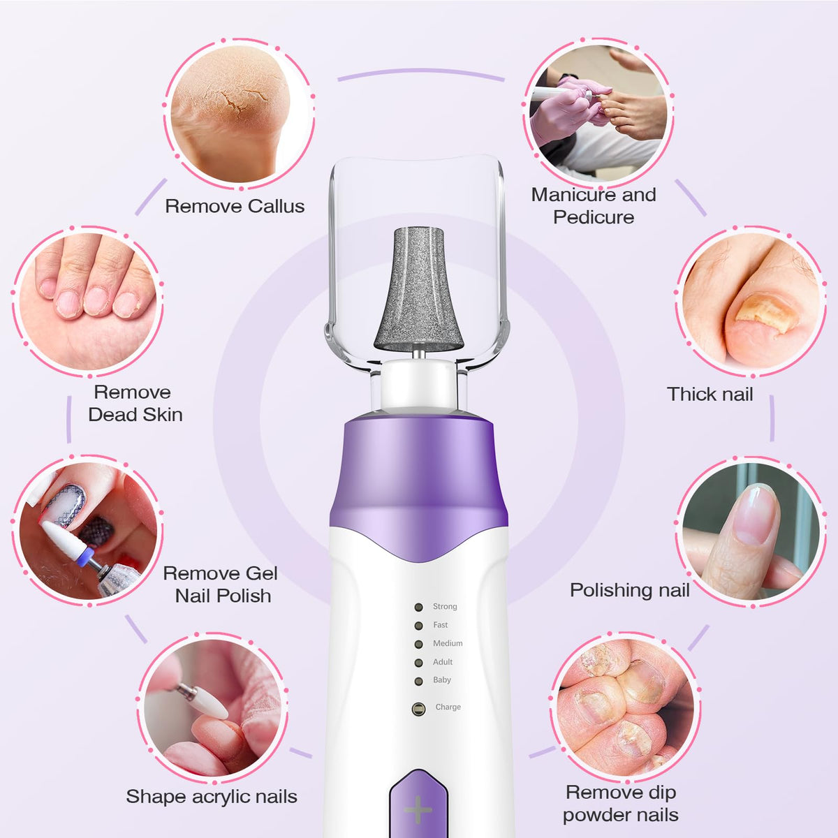 Blue Sea Sky drill with 10 attachments for versatile nail care