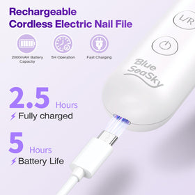 Blue Sea Sky portable cordless nail file with 2000mAh rechargeable battery