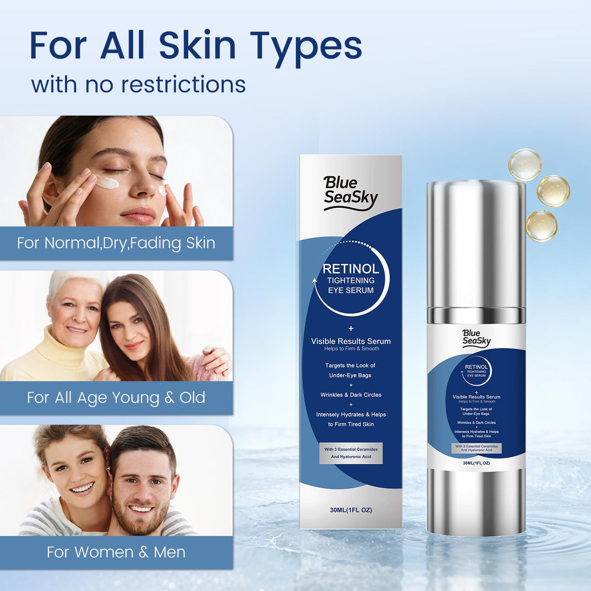 Blue Sea Sky quick-absorb cream ideal for daily use under makeup.