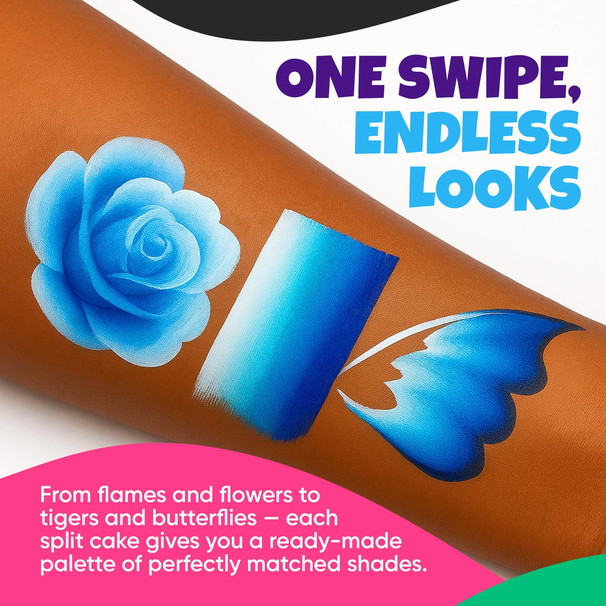 Blue Squid washable water-activated face paint ready for use