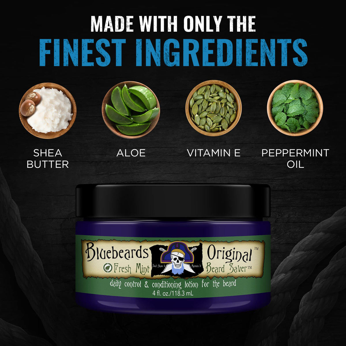 Bluebeards Original aloe vera and shea butter close-up illustrating soothing, softening components