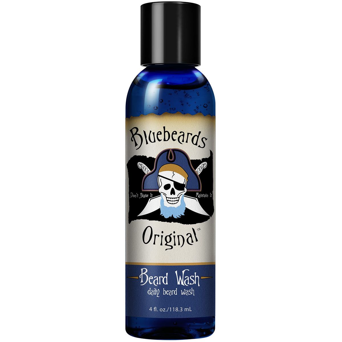 Bluebeards Original beard wash bottle front for a clean, refreshed beard.