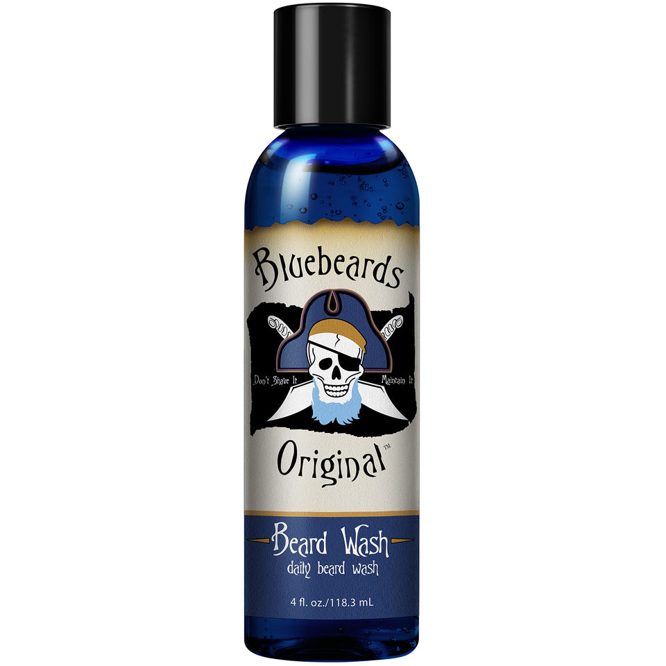 Bluebeards Original beard wash bottle front for a clean, refreshed beard.