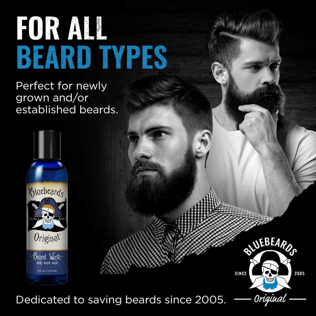 Bluebeards Original beard wash in shower ready for daily grooming routine.