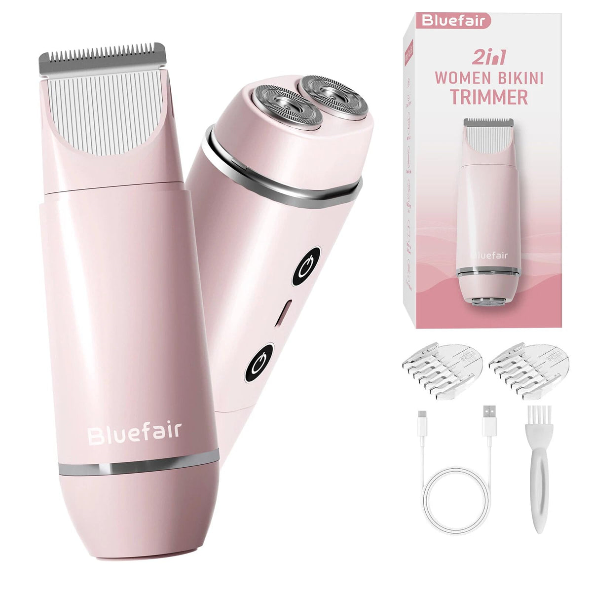 bluefair dual-head bikini trimmer for body and face, versatile grooming at home