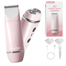 bluefair dual-head bikini trimmer for body and face, versatile grooming at home