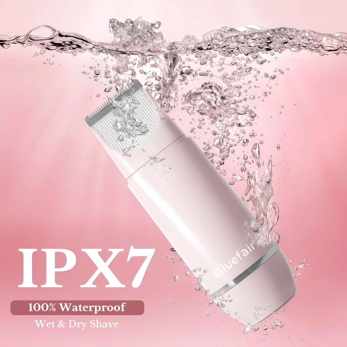 bluefair IPX7 waterproof design allows safe wet or dry trimming