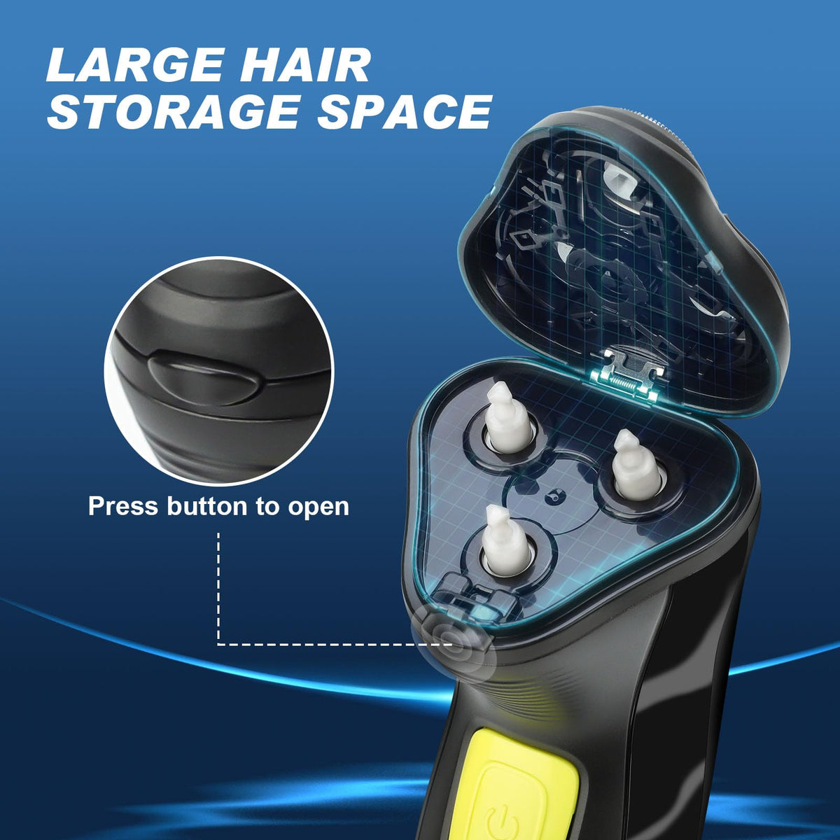 BlueFire ergonomic yellow-handle shaver offers a comfortable, secure grip.
