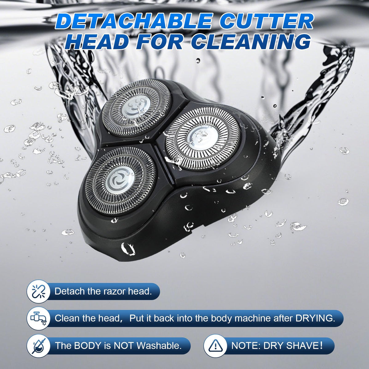 BlueFire head shaver plugged into outlet for consistent power during shaving.