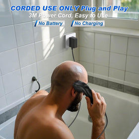 BlueFire head shaver shows pop-up trimmer for precise detailing.