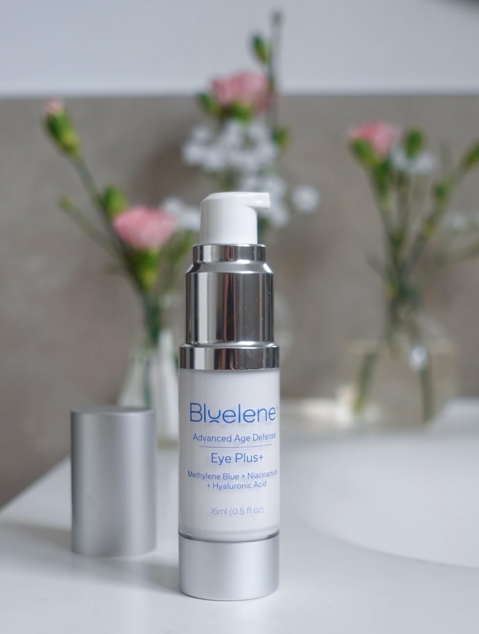 Bluelene EyePlus+ packaging box showcases premium, dermatologist-approved branding.