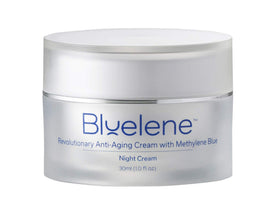 Bluelene Night Cream jar with methylene blue for gentle overnight hydration.