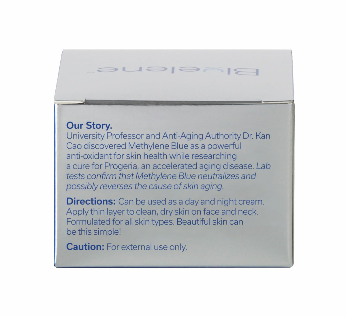 Bluelene Night Cream bottle on nightstand ready for nighttime routine.