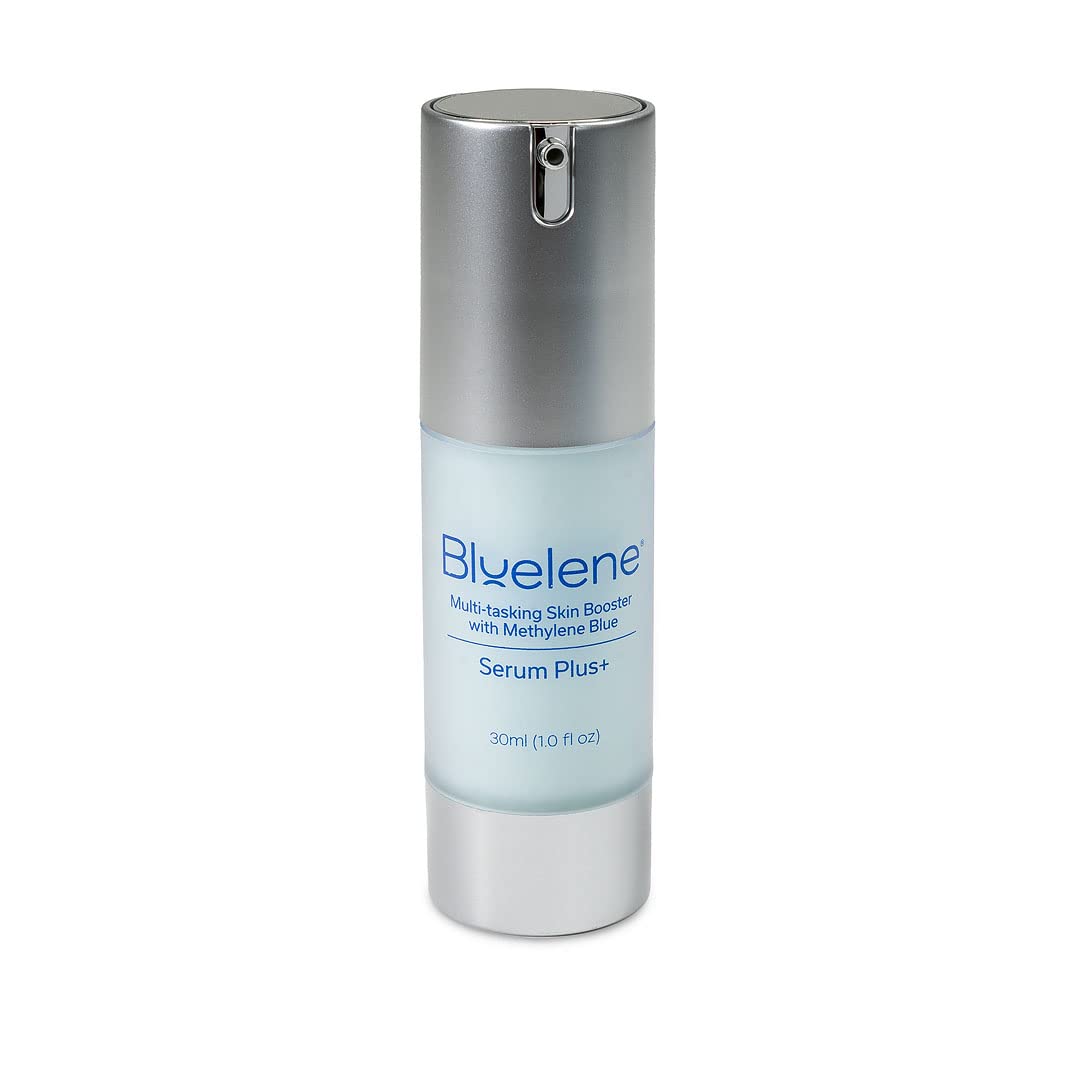 Bluelene Serum Plus+ bottle close-up for instant lift and glass skin glow.