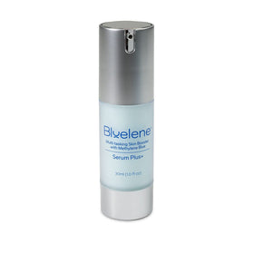 Bluelene Serum Plus+ bottle close-up for instant lift and glass skin glow.