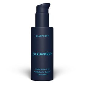 Blueprint Bryan Johnson Gentle Cleanser bottle pour, supports balanced skin during daily cleansing.