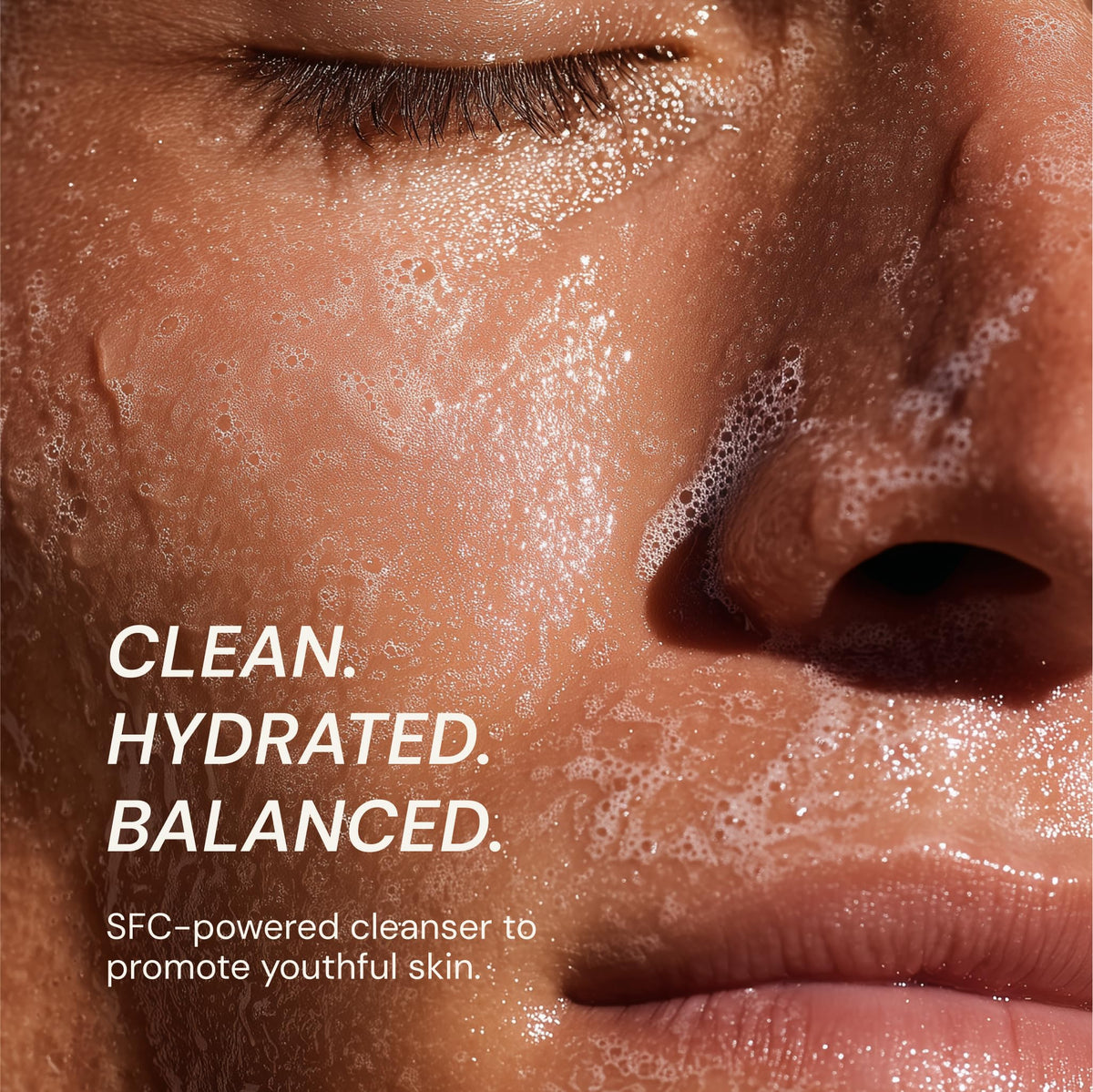 Blueprint Bryan Johnson Gentle Cleanser foamy lather, lifts sunscreen and makeup gently.