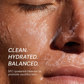 Blueprint Bryan Johnson Gentle Cleanser foamy lather, lifts sunscreen and makeup gently.