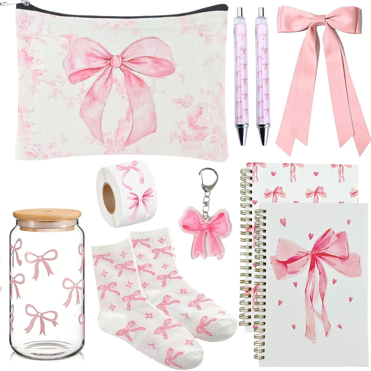 BlueRaying Coquette pink bow makeup bag with zipper for secure daily essentials.