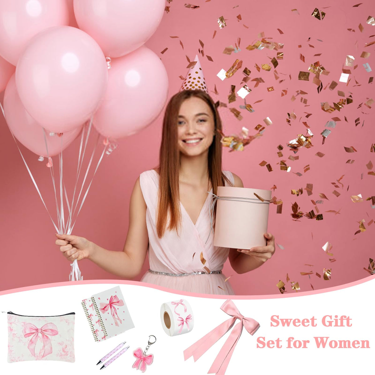 BlueRaying pink bow notebook two-pack pairs with pens for daily journaling.