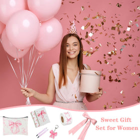 BlueRaying pink bow notebook two-pack pairs with pens for daily journaling.