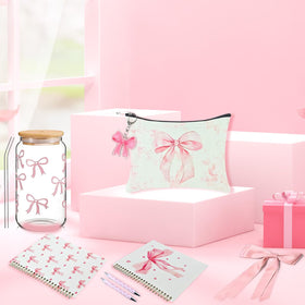 BlueRaying pink bow roll sticker adds playful personalization to gifts.