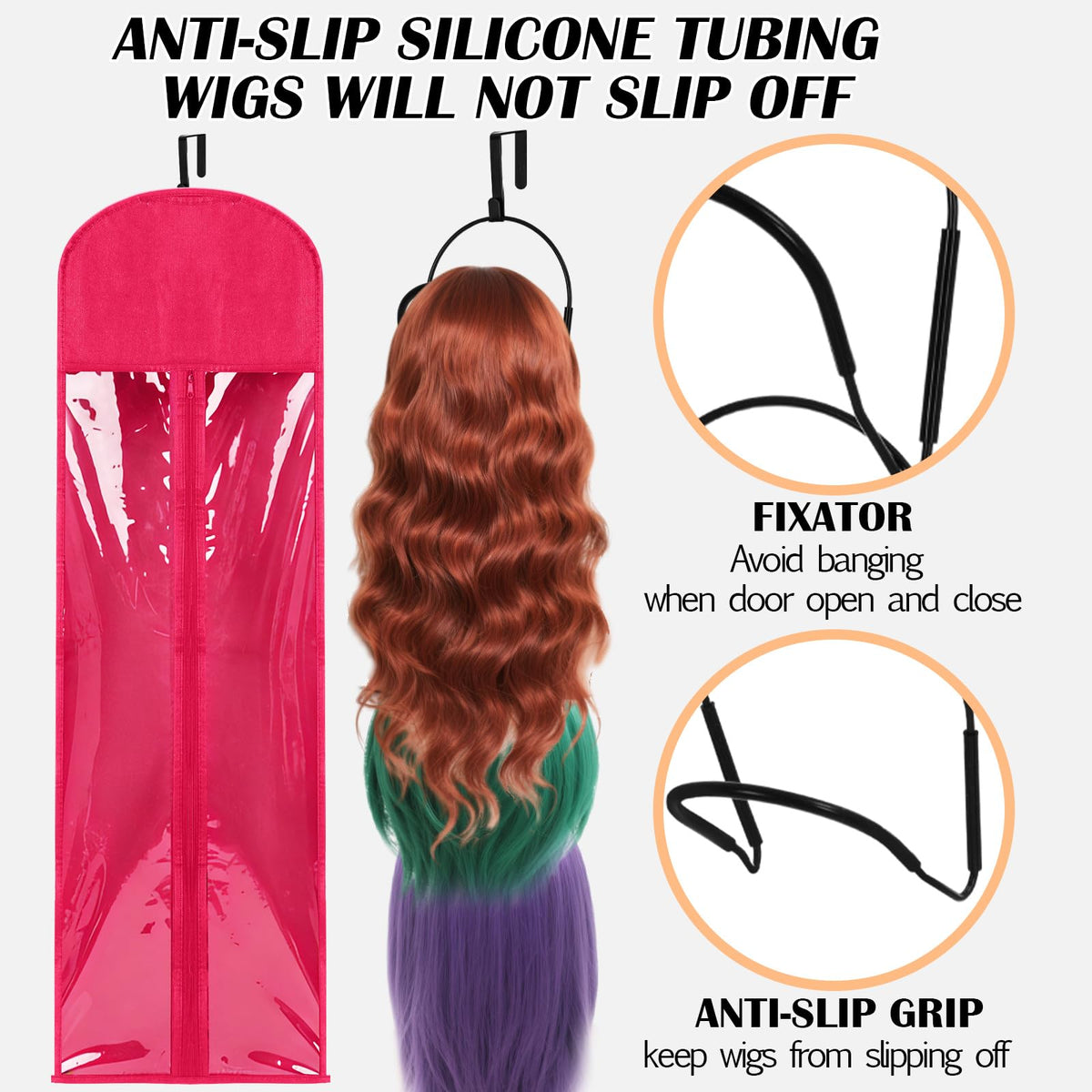 Blulu versatile wig storage mounts behind doors or in closets.