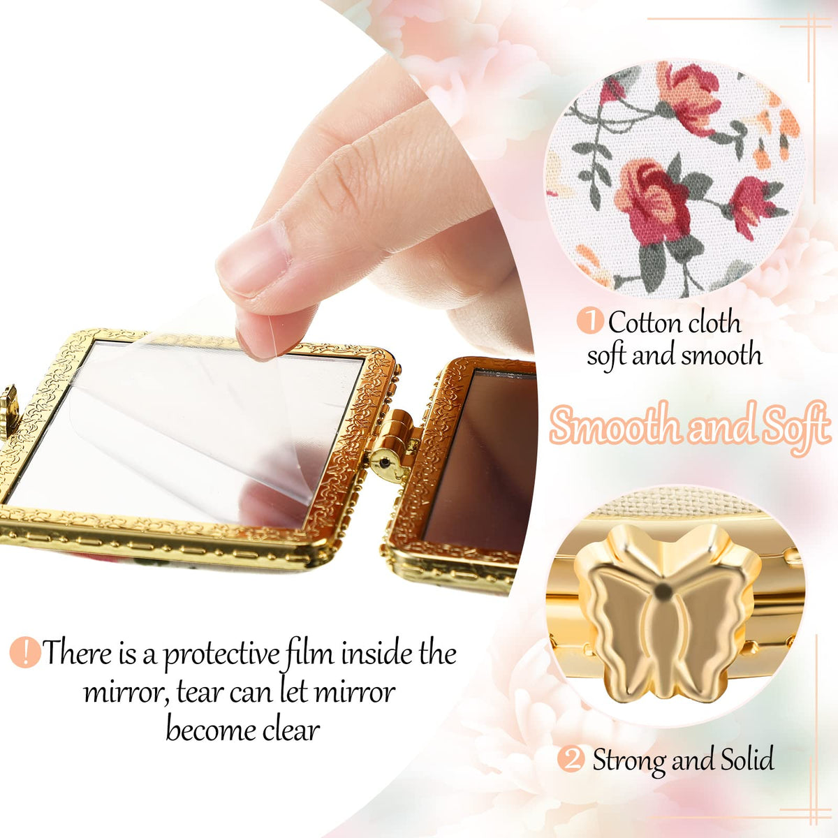 Blulu heart red floral compact mirror for daily routines.