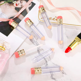 Blulu pencil lip gloss tubes with soft brush head for comfortable application.