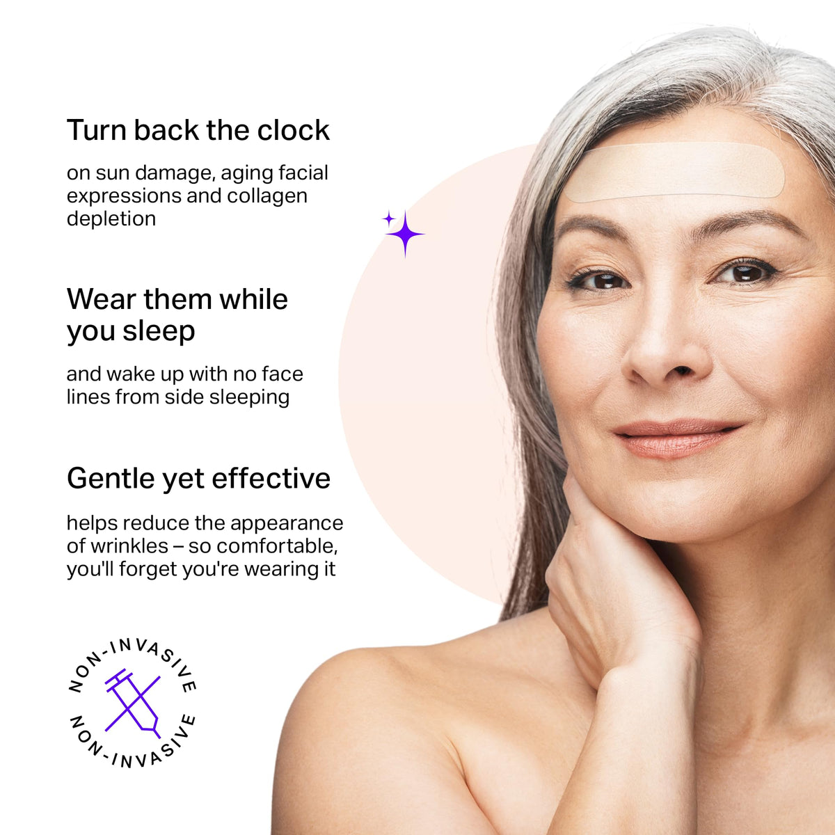 Blumbody non-silicone patches on skin provide gentle, skin-friendly anti-wrinkle support.