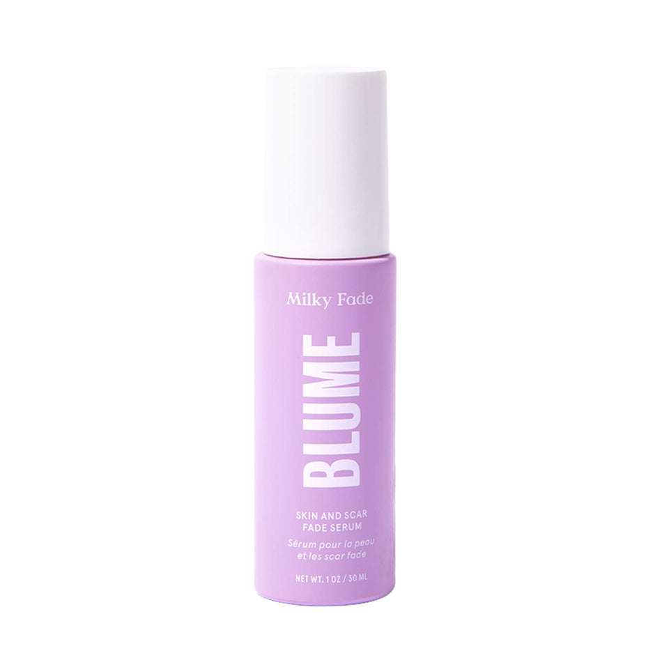 Blume Milky Fade serum bottle highlighting brightening and hydration