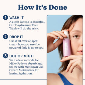 Blume Milky Fade serum dispensing a precise drop