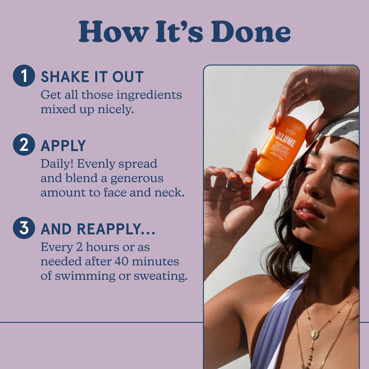 Blume Sunburst SPF 50 texture close-up highlights smooth, hydrating cream.