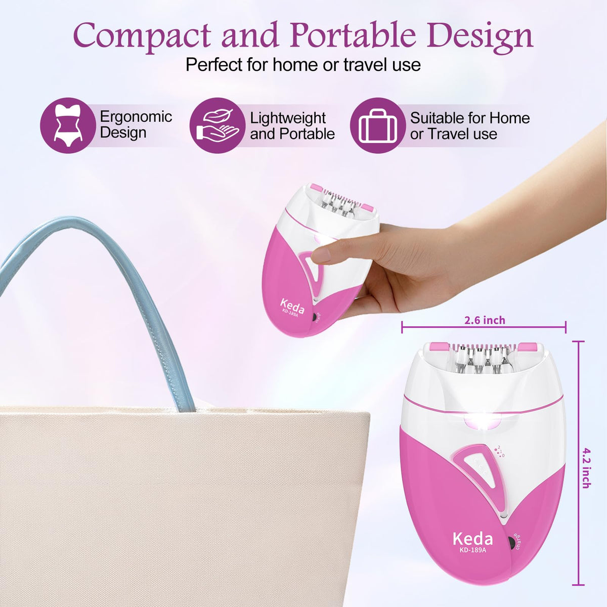Blumskin epilator portable ergonomic design fits comfortably in hand