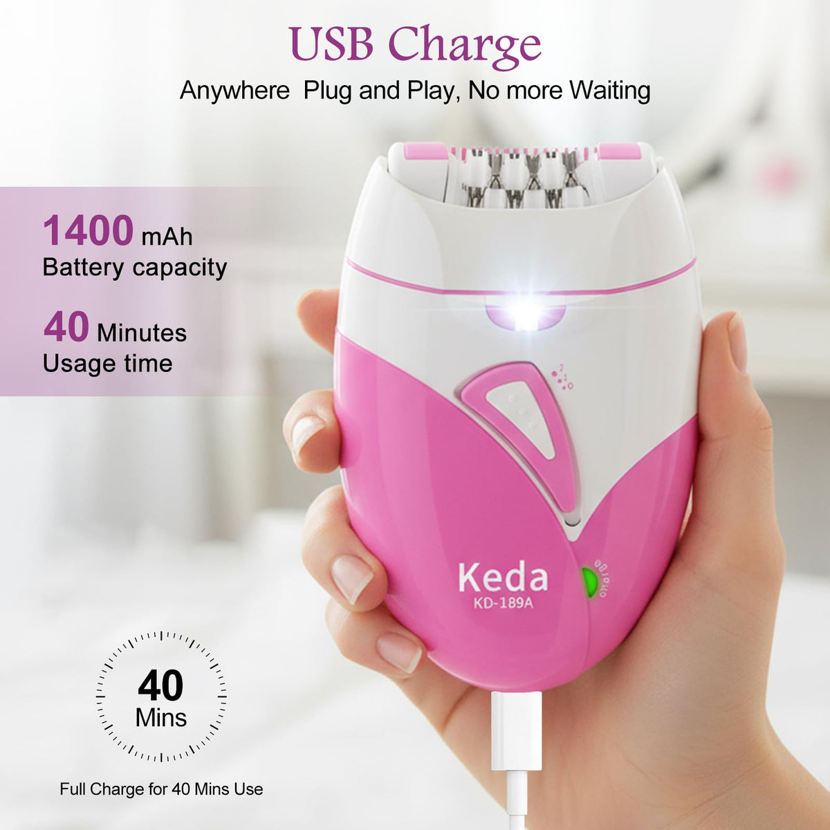 Blumskin epilator skin-friendly titanium blades gentle on sensitive skin