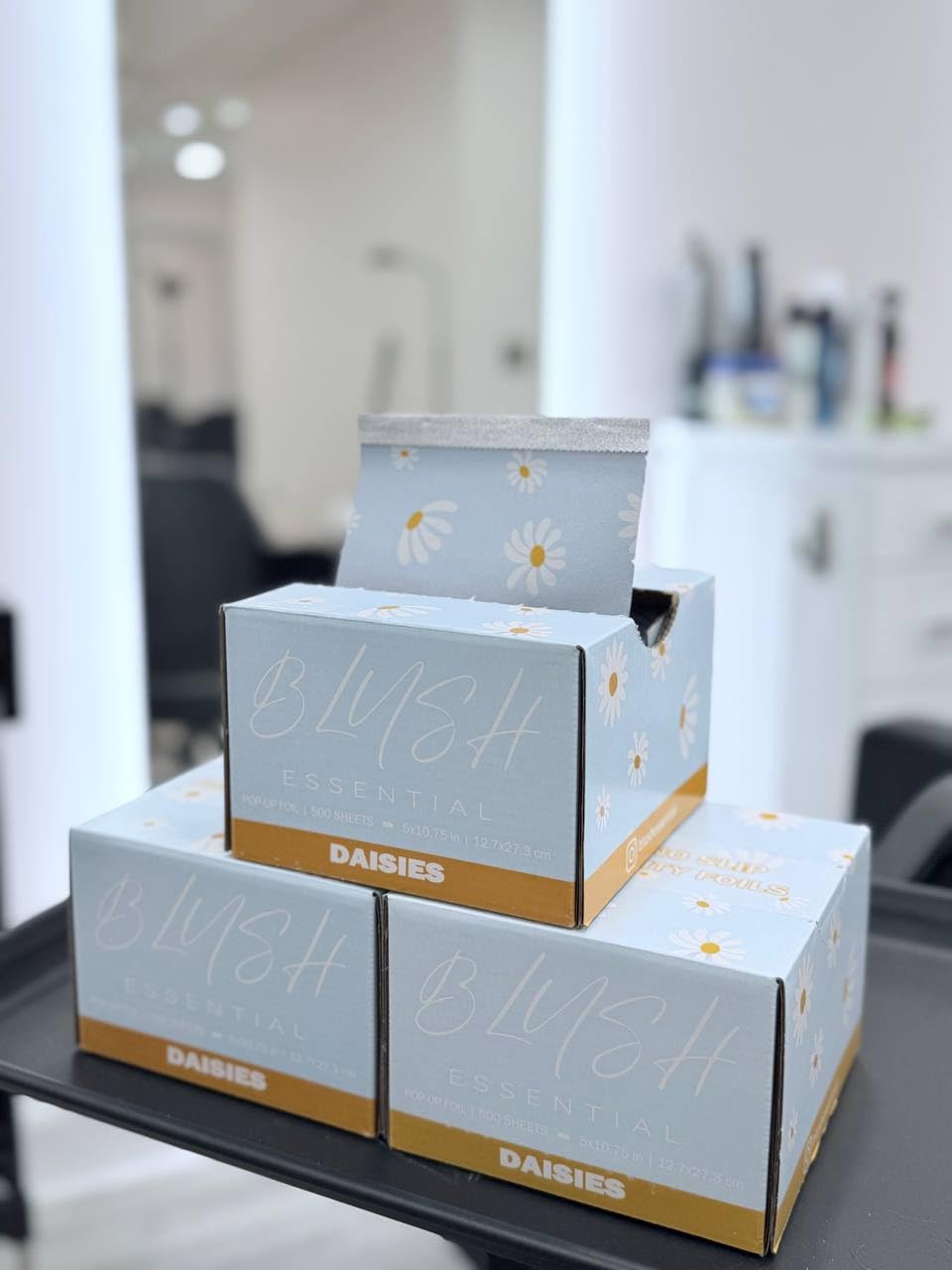 Blush Essentials daisies design adds a stylish, professional touch to the station.