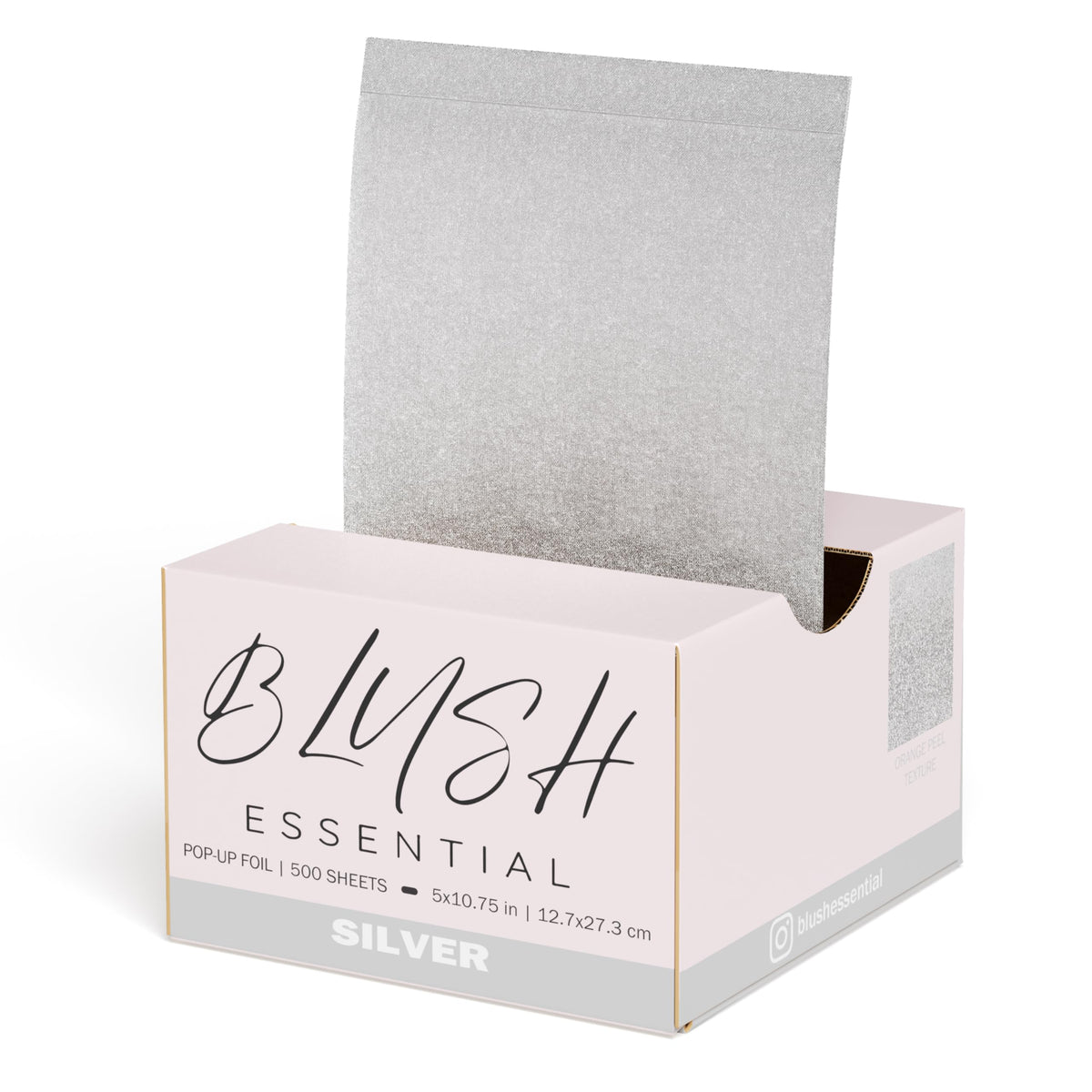 Blush Essentials pop-up box front for easy foil access during styling.