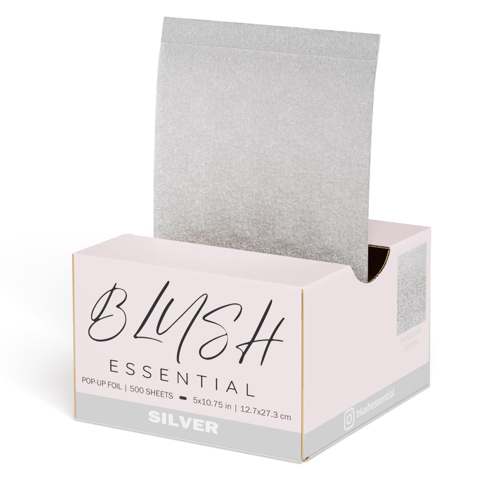 Blush Essentials pop-up box front for easy foil access during styling.
