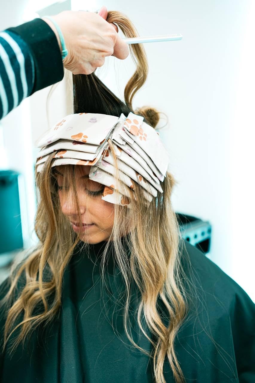 Blush Essentials Paw-Fect Foils pop-up dispense keeps foils organized during coloring.