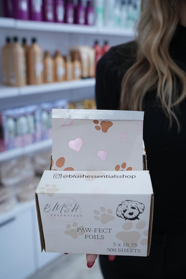 Blush Essentials Paw-Fect Foils salon workstation with foil stacks for efficient foiling.