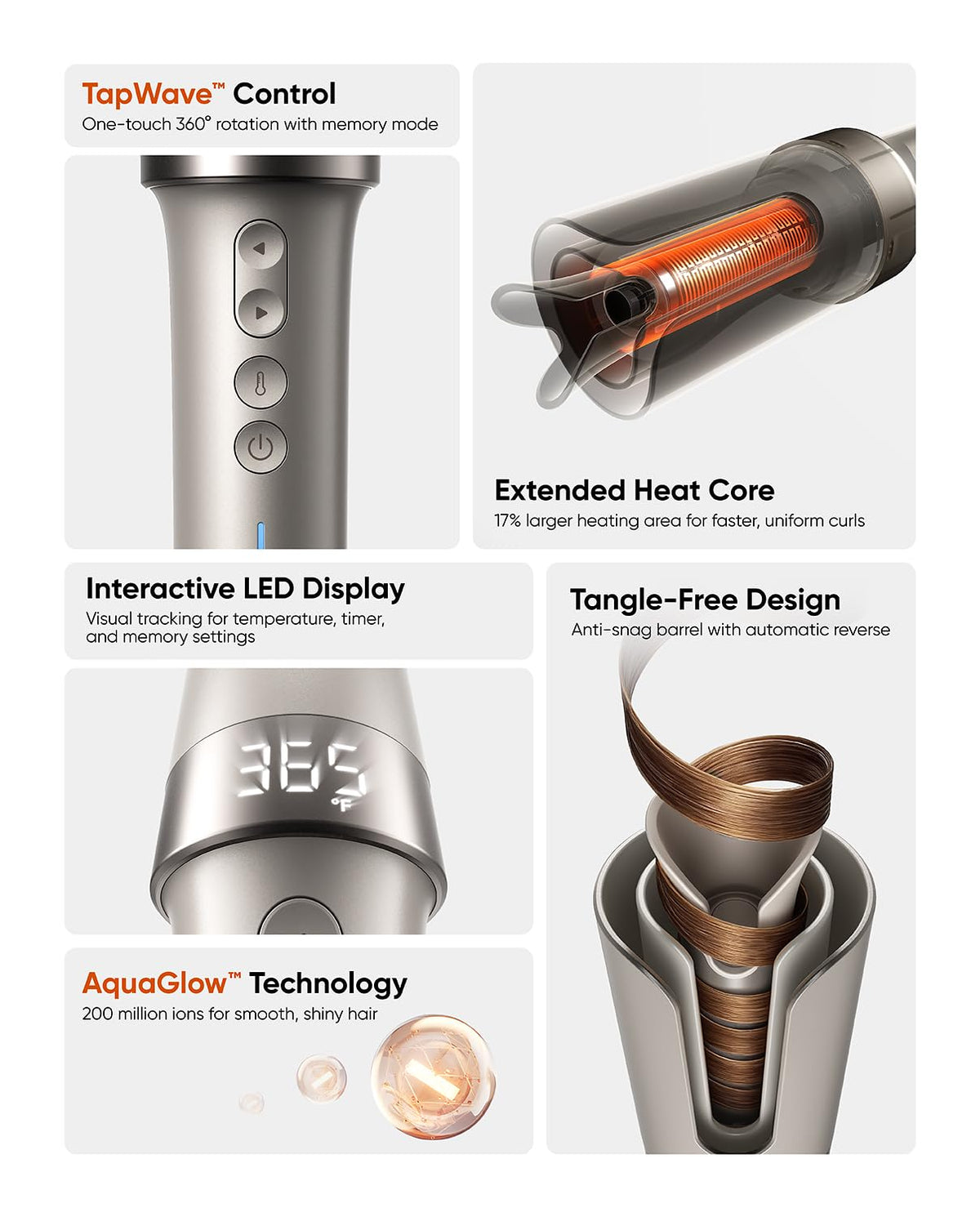Bluvol R10 Apex with 30% longer barrel enables quicker, smoother curling on longer hair.