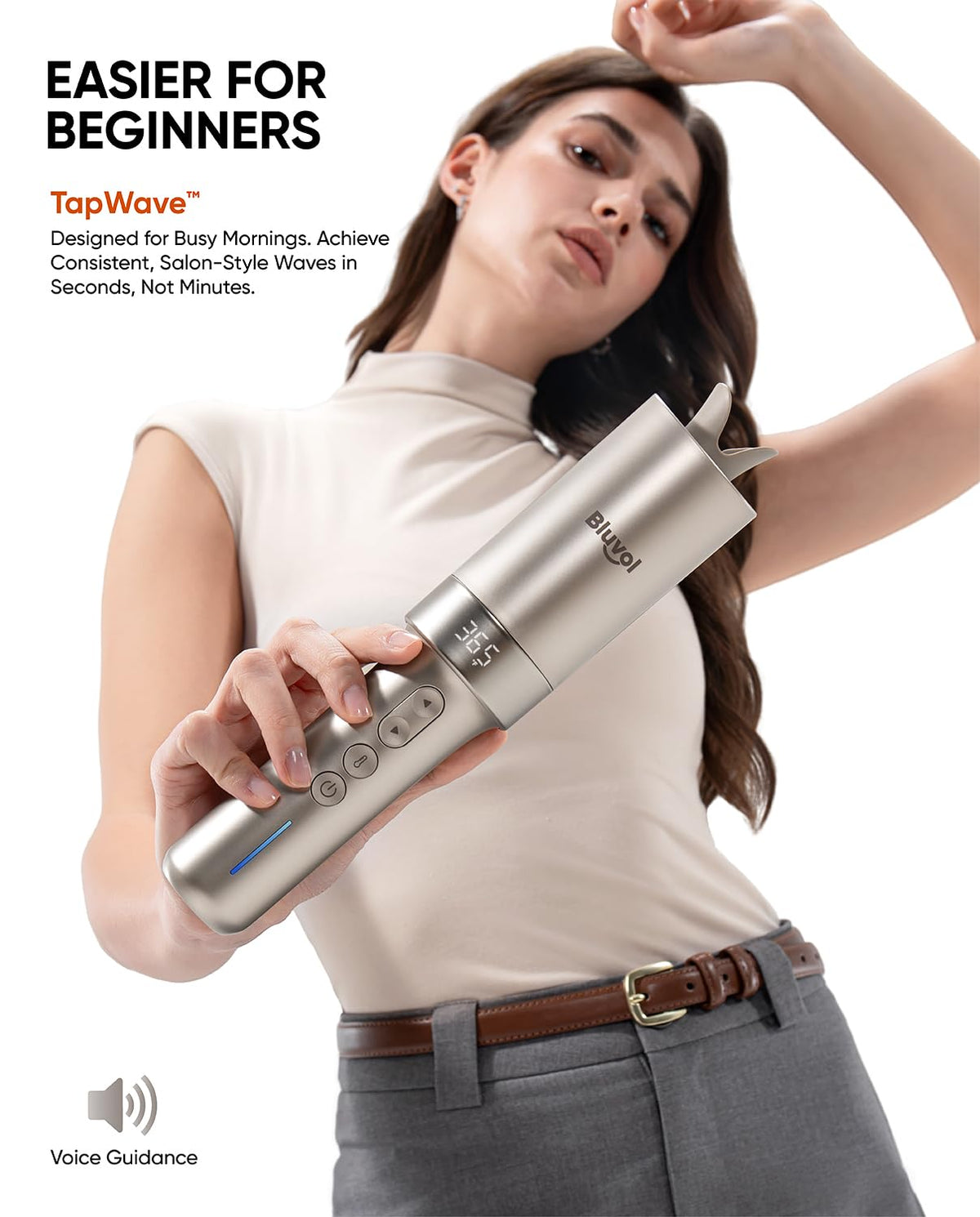 Bluvol R10 Apex anti-tangle sensor protects hair during styling.
