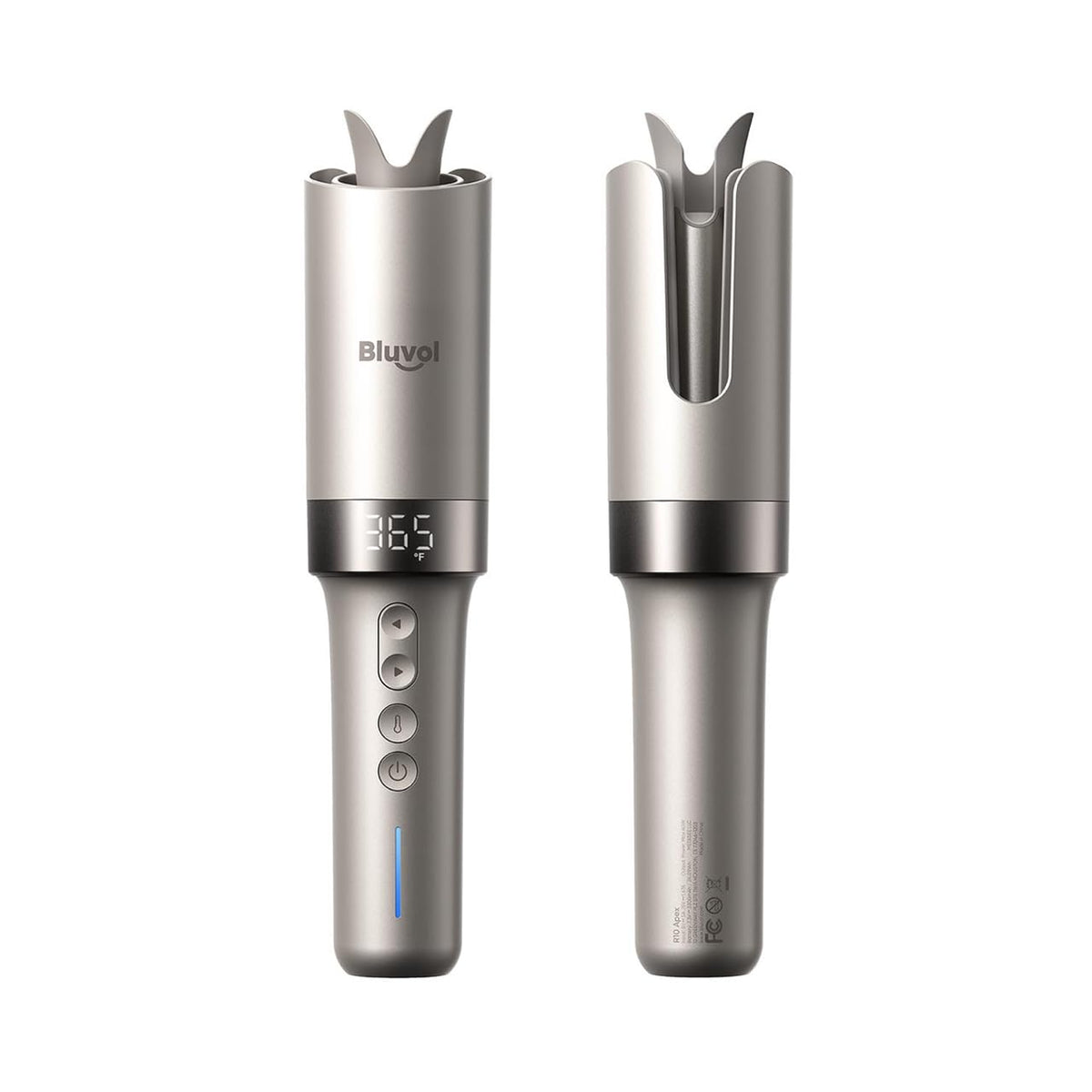 Bluvol R10 Apex curler with left-right rotation for even, effortless curls.