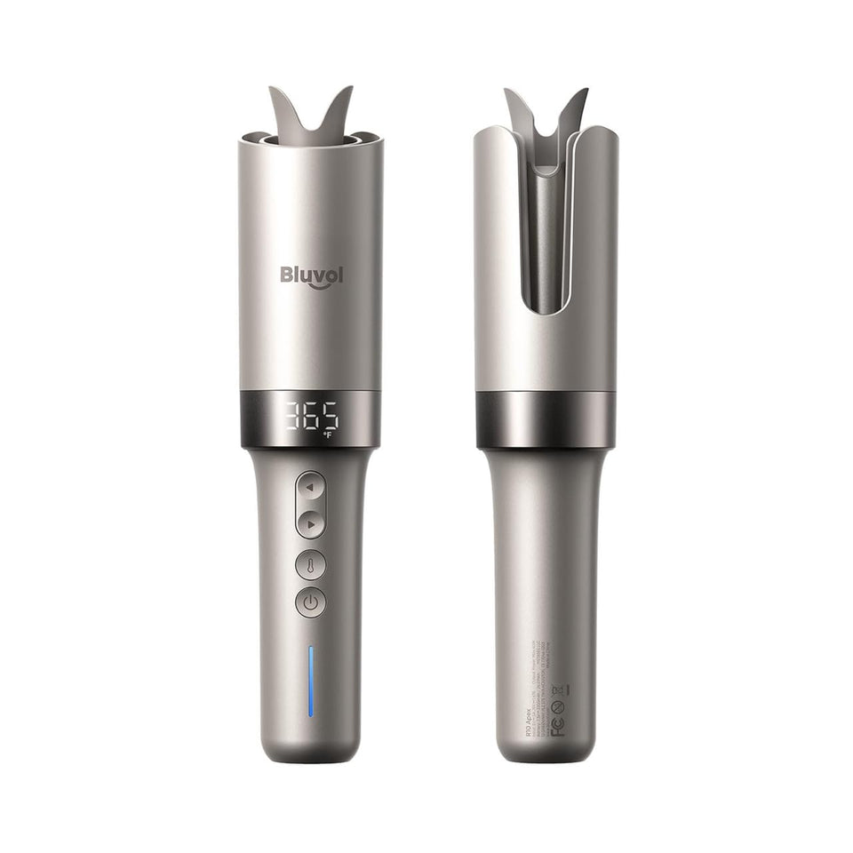 Bluvol R10 Apex curler with left-right rotation for even, effortless curls.