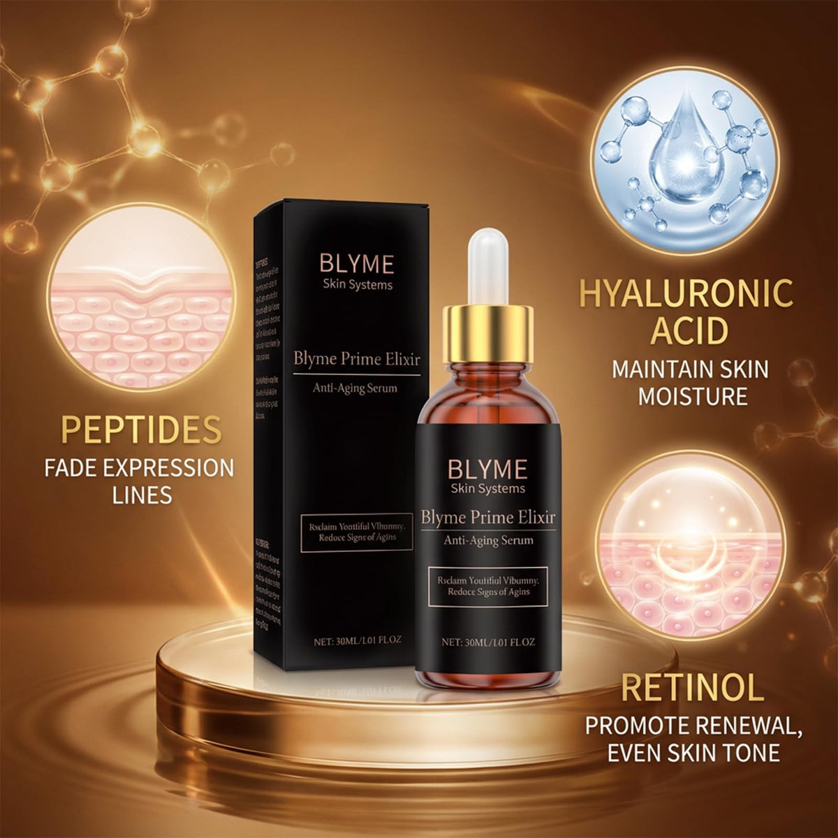 Close-up on Blyme Prime Elixir applied to skin, highlighting even coverage.