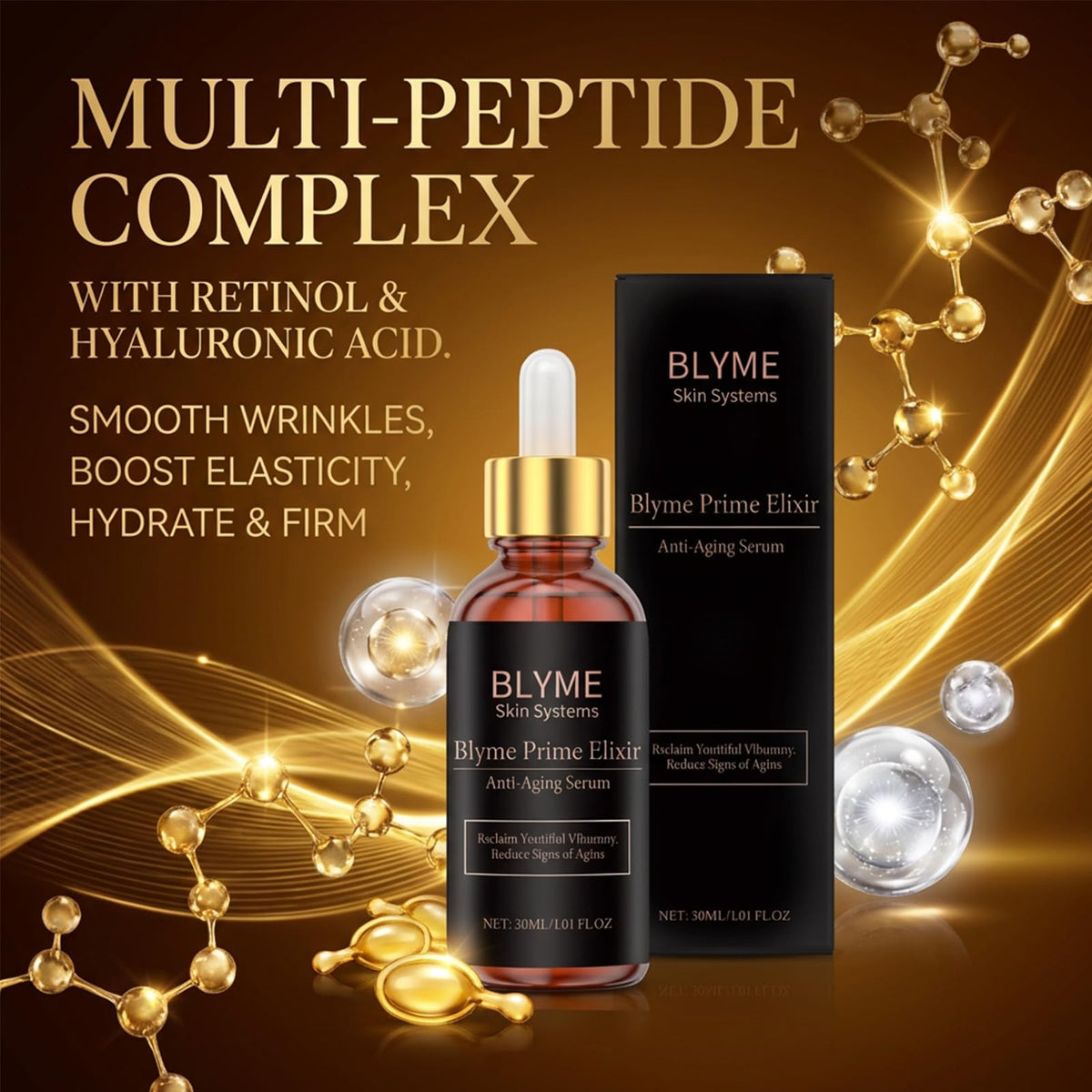 Lifestyle shot of Blyme Prime Elixir promoting a healthy glow with regular use.