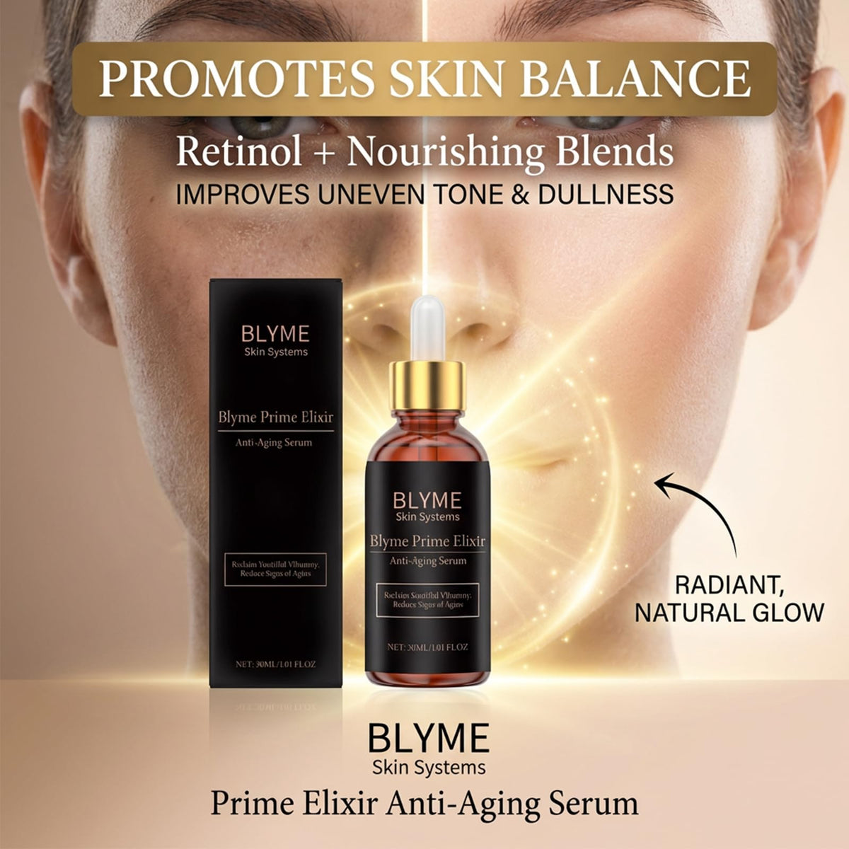 Texture of Blyme Prime Elixir on skin showing smooth, even application.