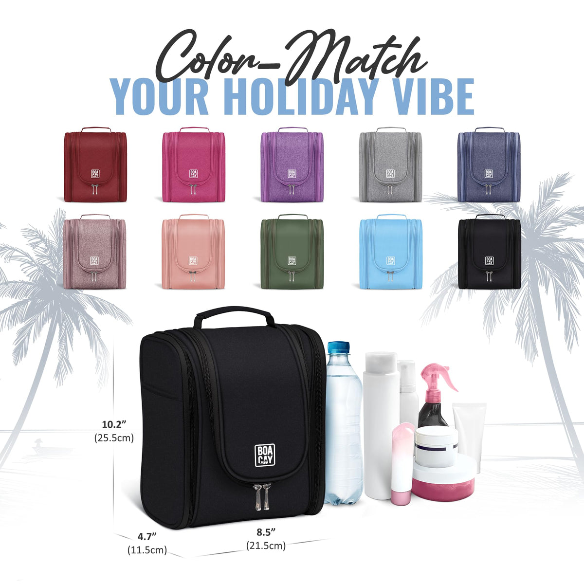 Boacay multi-pocket design helps organize cosmetics and accessories efficiently.