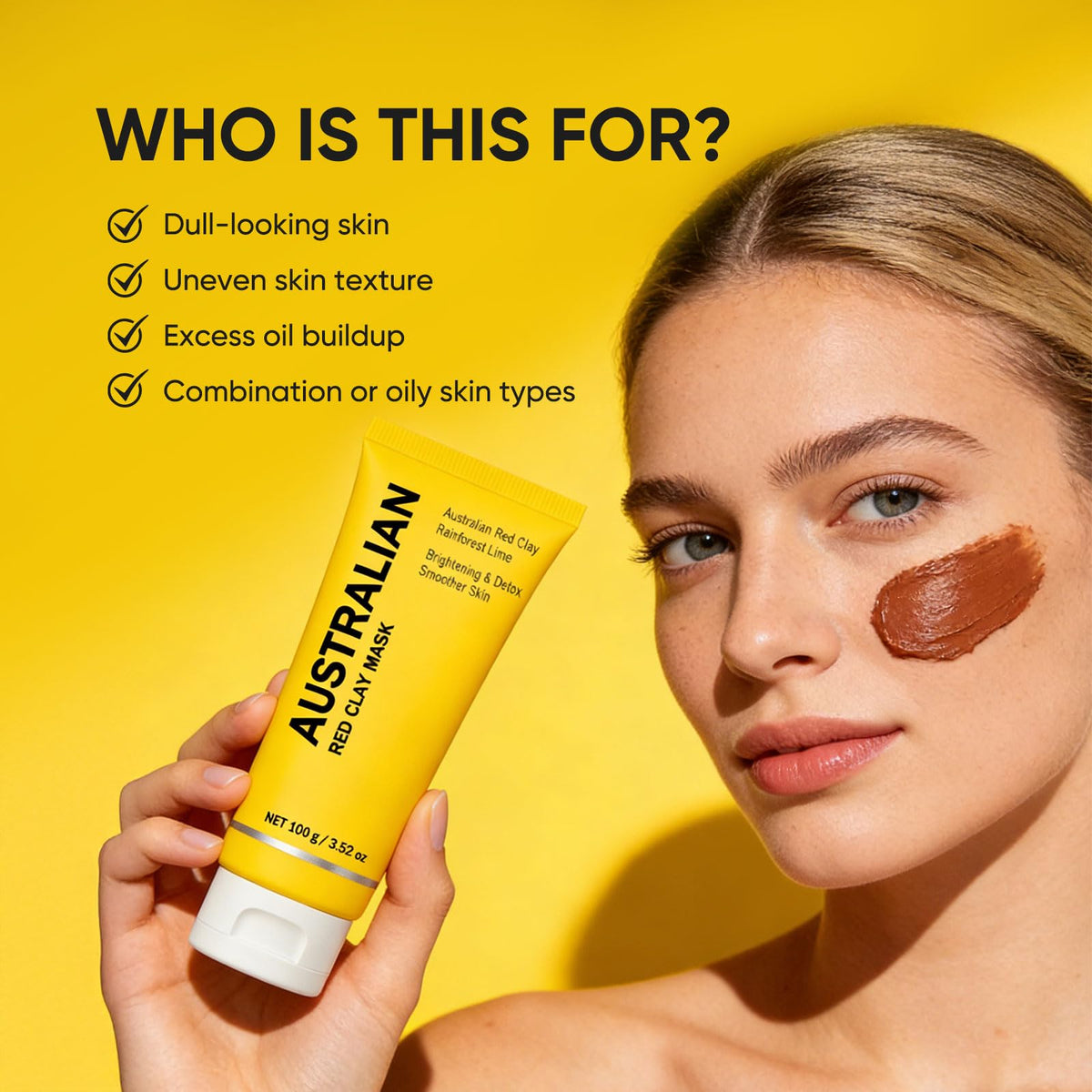 Boaccy mask drying on skin yields gentle, matte feel.